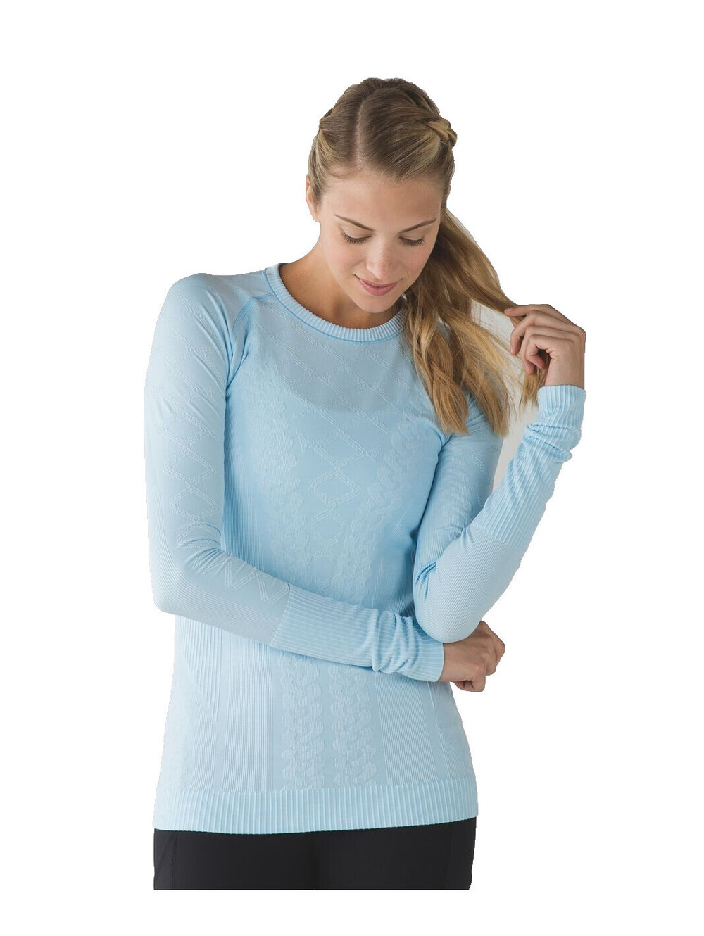 Lululemon S Small Rest Less Pullover Heathered Blue Long Sleeve Workout Top